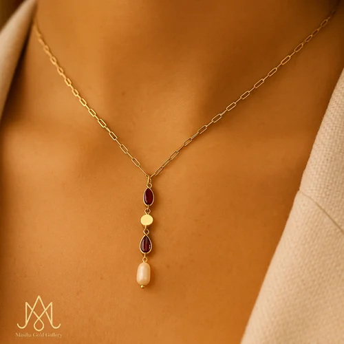 مدال اشک صورتی و مروارید