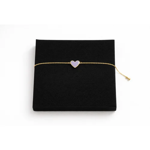 دستبند قلب میناکاری بنفش