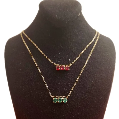 گردنبند سه نگین متحرک