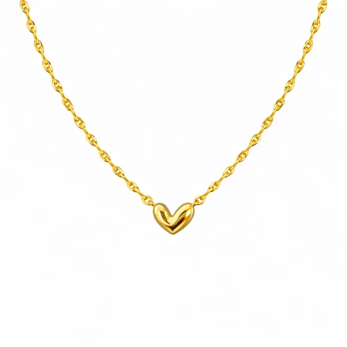 گردنبند قلب پفکی با زنجیر فلامینگو و پولکی