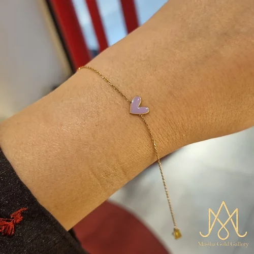 دستبند قلب میناکاری بنفش