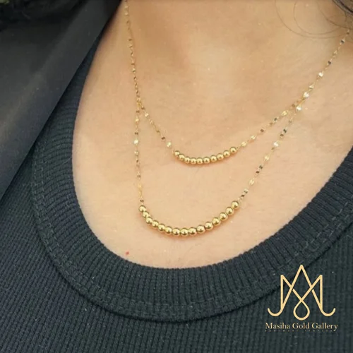 گردنبند دو لاین پولکی و  گوی